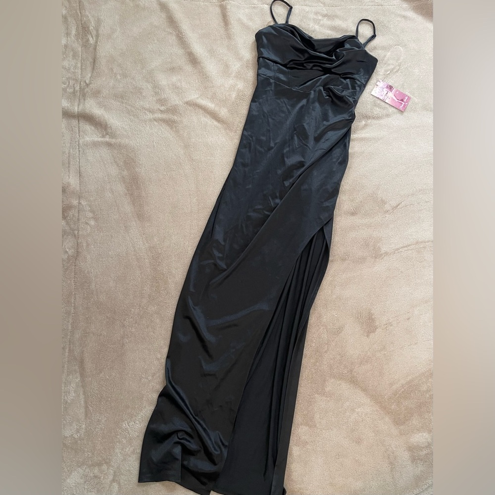 Emerald Sundae Satin Black Dress
